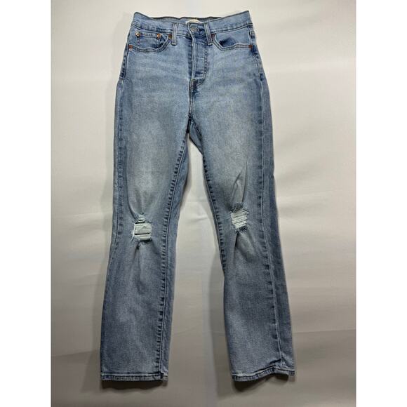 Levi's Denim - Levi's Women's Distressed Wedgie Straight Leg Blue Denim Jeans - Size 27x27